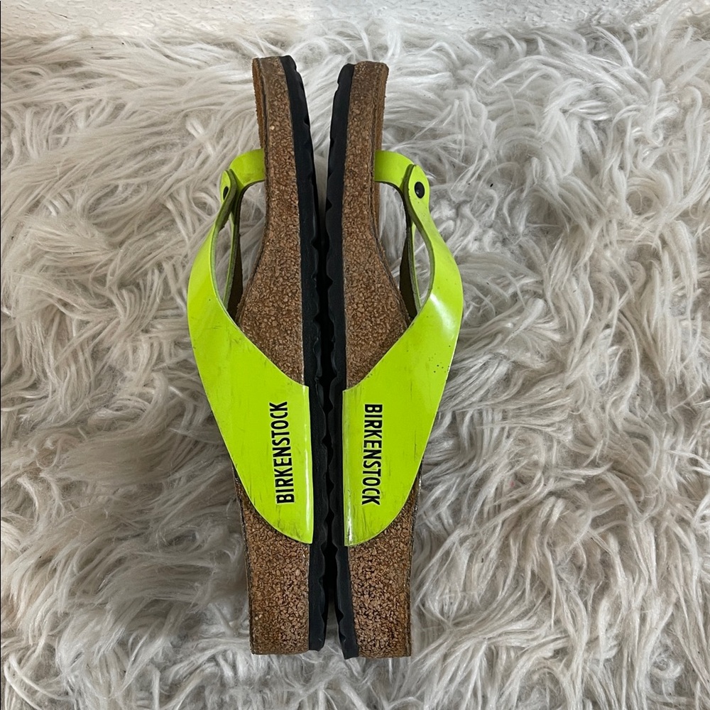 BIRKENSTOCK Adria Leather Thong Strappy Slip On Sandals Lime Green Size 37 (6) - Picture 10 of 12